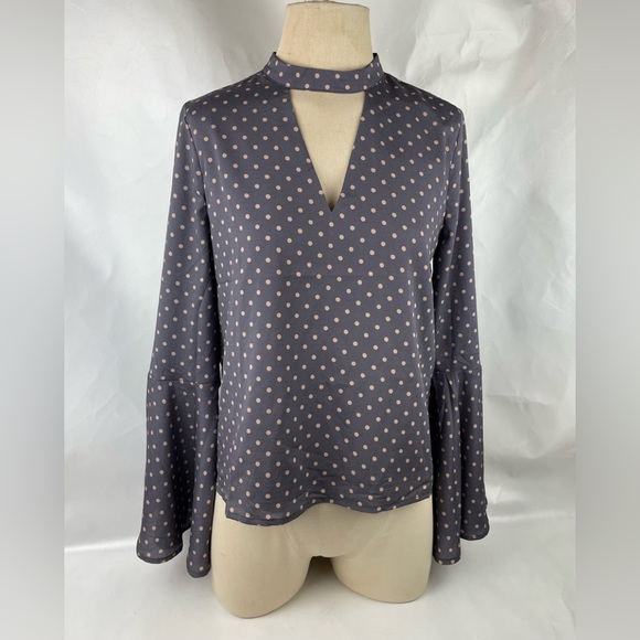 J.O.A. Los Angeles Polka Dot Mauve Long and dramatic sleeves Sz Small - Picture 1 of 11